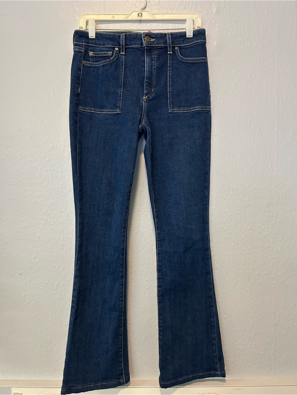 Joe's Jeans Dark Blue High-Rise Flare with Front Patch Pockets